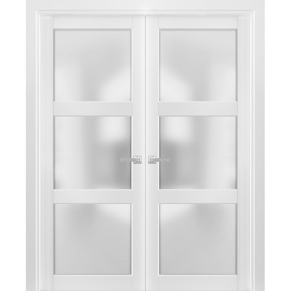 Sartodoors Double French Interior Door, 36" x 80", White LUCIA2552DD-BEM-36